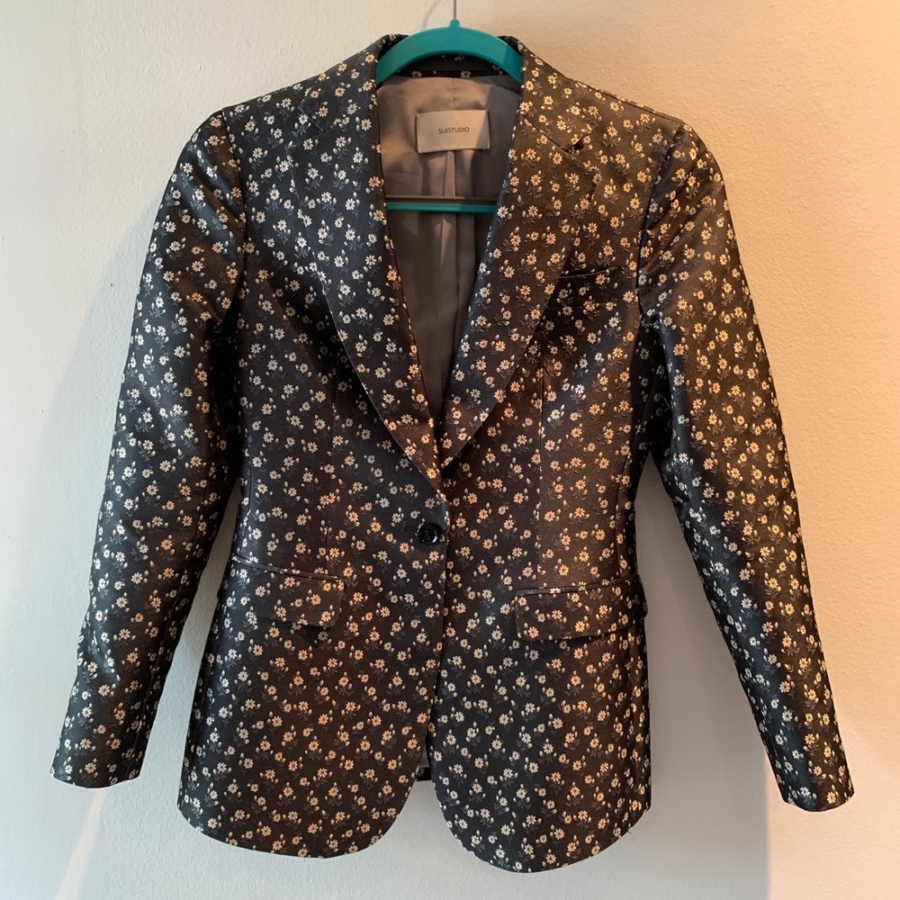 SUISTUDIO women’s floral blazer dark gray size 0
